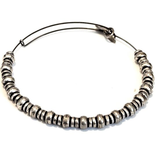 Alex & Ani Silver Tone Beaded Expandable Bangle Bracelet - Picture 1 of 2